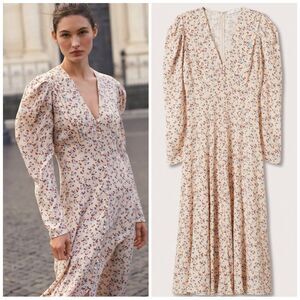 Mango Floral Viscose Dress Midi New